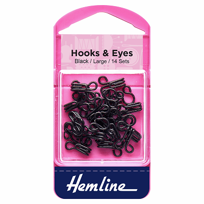 H401.3 Hooks and Eyes: Black - Size 3 
